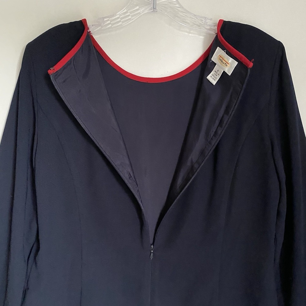 Vintage Talbots Midi Dress Size 8 Navy Long Sleeve Career Office Wear Elegant - Picture 10 of 12